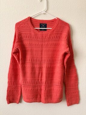 U.S. Polo Assn. Women's Coral Open-Stitch Crewneck Sweater